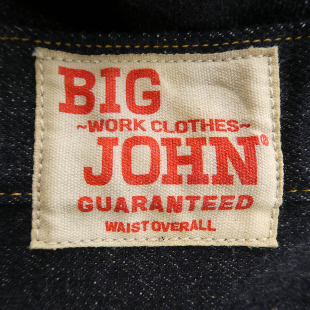 BIG JOHN ビッグジョン M101 001 WAIST OVERALL SEA ISLAND サスペンダー付 セルビッチ デニム ワイドストレート パンツ ダークネイビー系 32【中古】