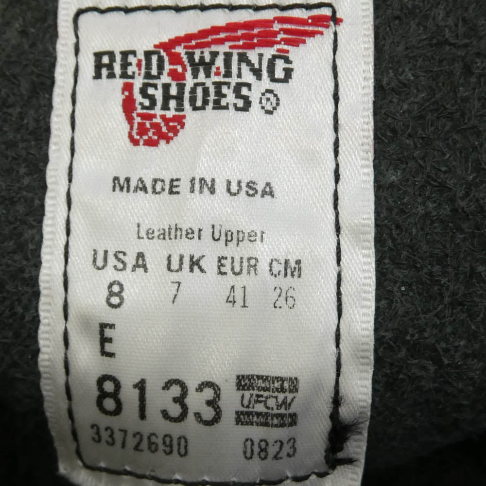 RED WING レッドウィング 8133 SUPERSOLE 6INCH MOC TOE スーパーソール 6インチ モックトゥ ブーツ ブラック系 26cm【新古品】【未使用】【中古】