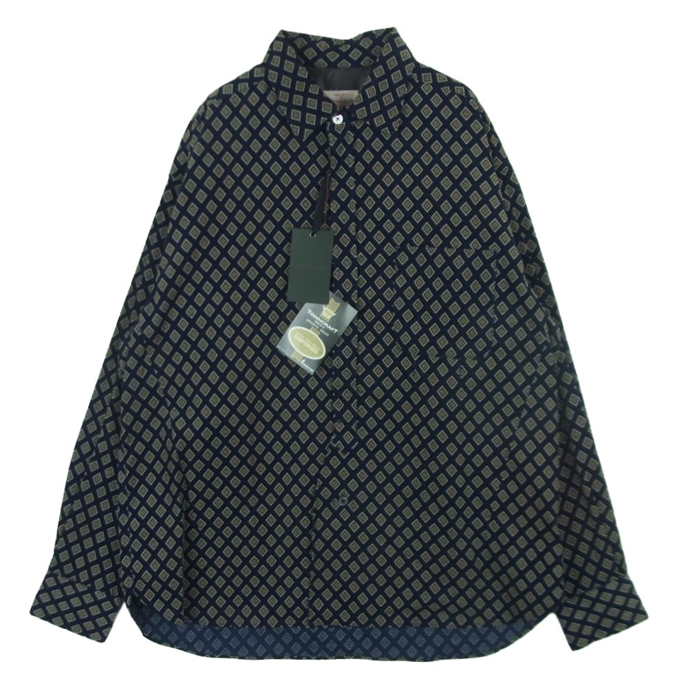 NUMBER(N)INE ナンバーナイン TOWNCRAFT タウンクラフト TC22F003NN TOWN CRAFT 50's PRINTED CORDUROY W-P SHIRTS タウンクラフト 総柄 プリント コーデュロイ 長袖 シャツ ダークネイビー系 M【新古品】【未使用】【中古】
