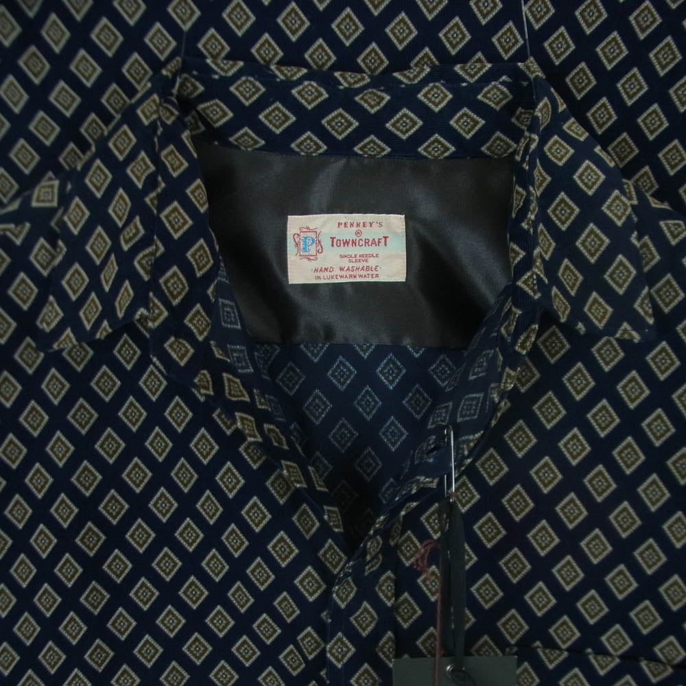 NUMBER(N)INE ナンバーナイン TOWNCRAFT タウンクラフト TC22F003NN TOWN CRAFT 50's PRINTED CORDUROY W-P SHIRTS タウンクラフト 総柄 プリント コーデュロイ 長袖 シャツ ダークネイビー系 M【新古品】【未使用】【中古】