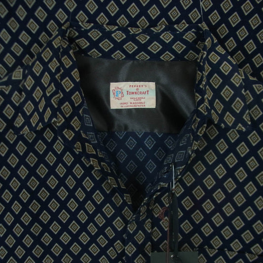NUMBER(N)INE ナンバーナイン TOWNCRAFT タウンクラフト TC22F003NN TOWN CRAFT 50's PRINTED CORDUROY W-P SHIRTS タウンクラフト 総柄 プリント コーデュロイ 長袖 シャツ ダークネイビー系 M【新古品】【未使用】【中古】