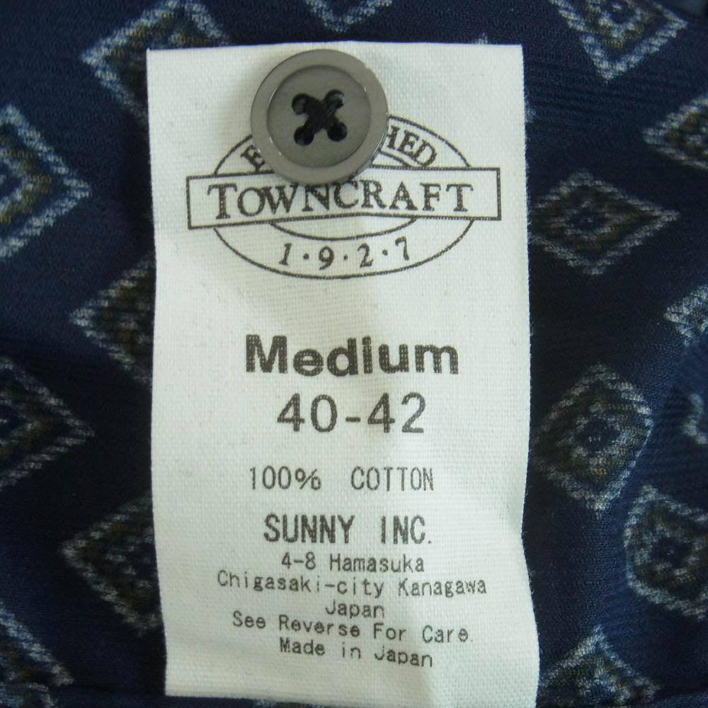 NUMBER(N)INE ナンバーナイン TOWNCRAFT タウンクラフト TC22F003NN TOWN CRAFT 50's PRINTED CORDUROY W-P SHIRTS タウンクラフト 総柄 プリント コーデュロイ 長袖 シャツ ダークネイビー系 M【新古品】【未使用】【中古】