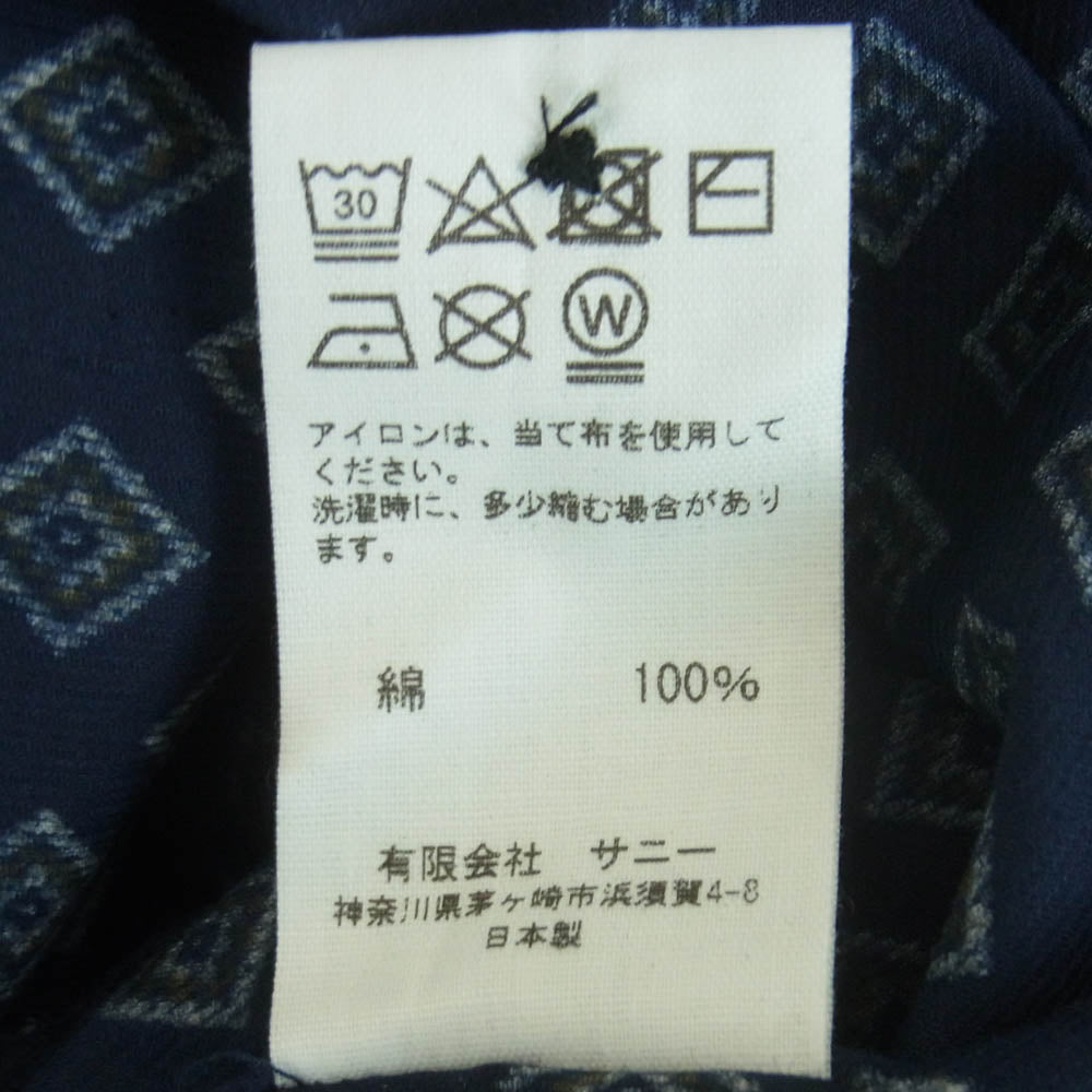 NUMBER(N)INE ナンバーナイン TOWNCRAFT タウンクラフト TC22F003NN TOWN CRAFT 50's PRINTED CORDUROY W-P SHIRTS タウンクラフト 総柄 プリント コーデュロイ 長袖 シャツ ダークネイビー系 M【新古品】【未使用】【中古】