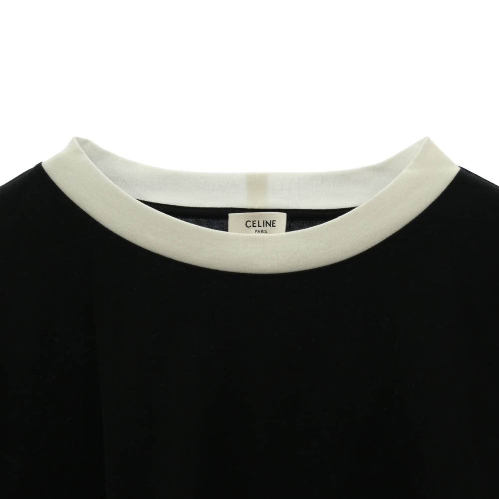 CELINE セリーヌ 22AW 2X29C671Q Fringe Oversized Logo Print T-Shirt フリンジ ビジュー オーバーサイズ ロゴ プリント Tシャツ ブラック系 XS【新古品】【未使用】【中古】