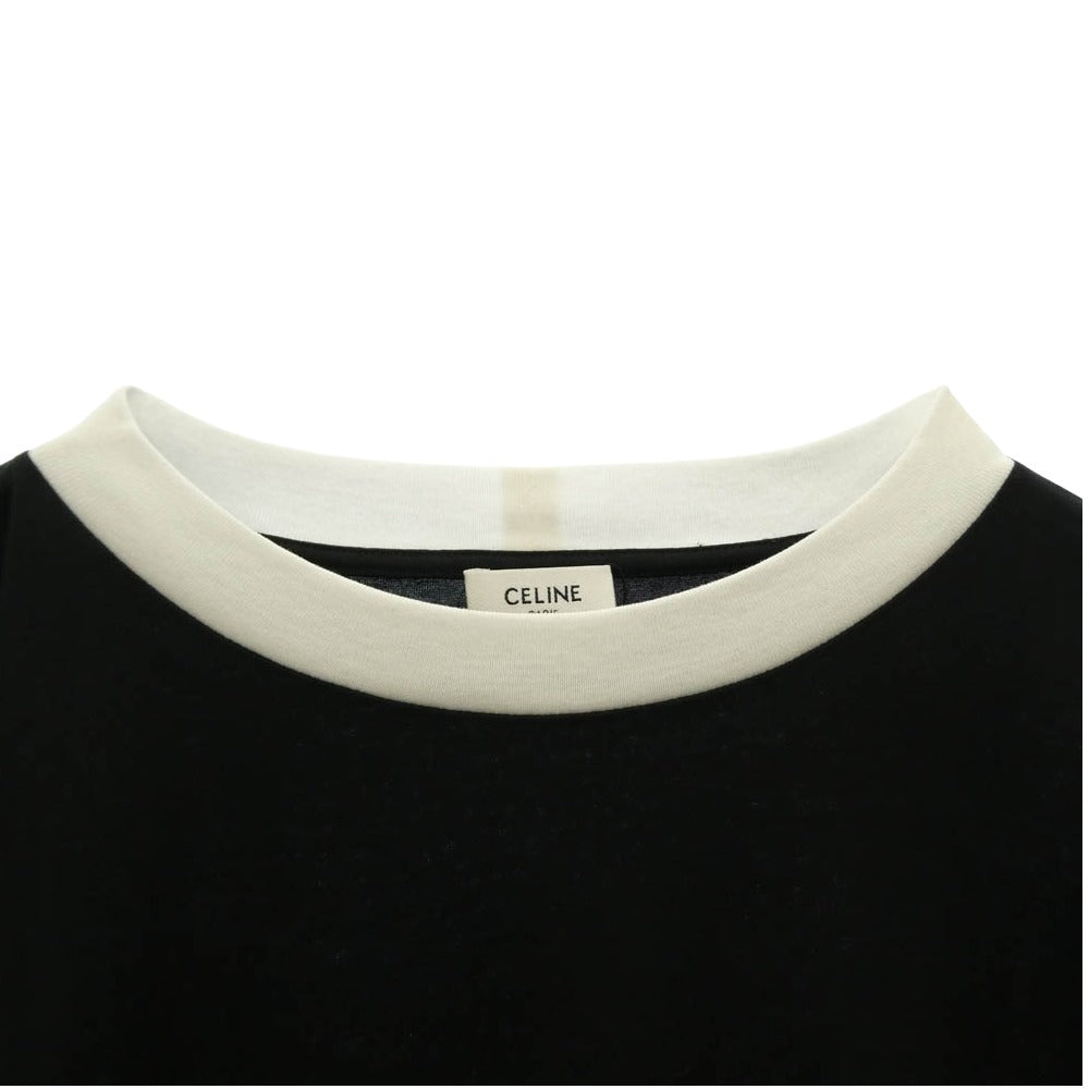 CELINE セリーヌ 22AW 2X29C671Q Fringe Oversized Logo Print T-Shirt フリンジ ビジュー オーバーサイズ ロゴ プリント Tシャツ ブラック系 S【新古品】【未使用】【中古】