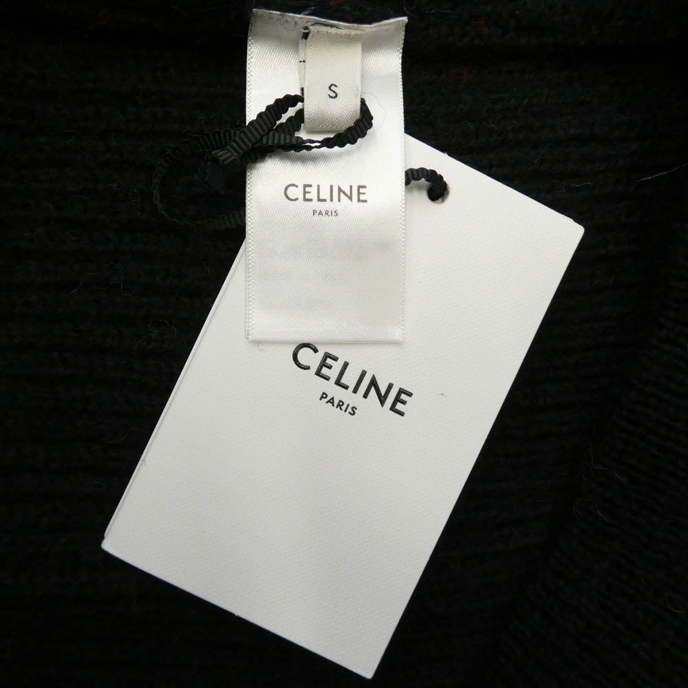 CELINE セリーヌ 22AW 2AC23579S Ski Jacquard Hooded Wool Knit Hoodie スキー ジャガード フーデッド ウール ニット ロゴ フーディー パーカー ブラック系 S【新古品】【未使用】【中古】