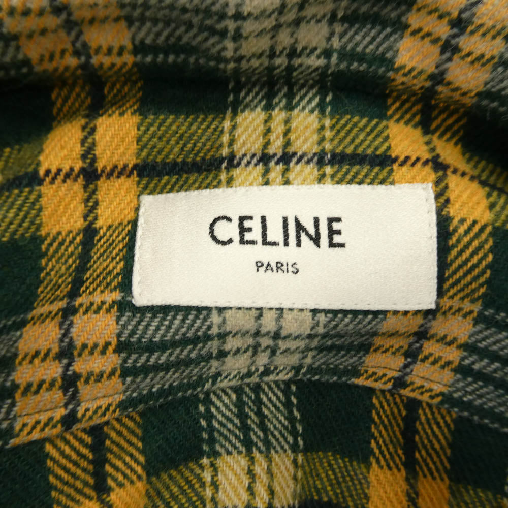 CELINE セリーヌ 2C574954R Trappeur Chemise ルーズランバー ジャック チェック 長袖 シャツ グリーン系【新古品】【未使用】【中古】