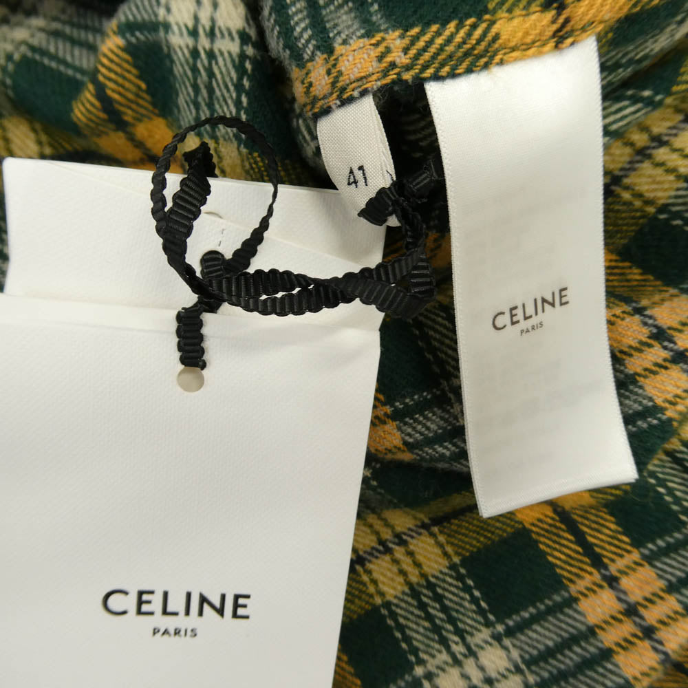 CELINE セリーヌ 2C574954R Trappeur Chemise ルーズランバー ジャック チェック 長袖 シャツ グリーン系【新古品】【未使用】【中古】