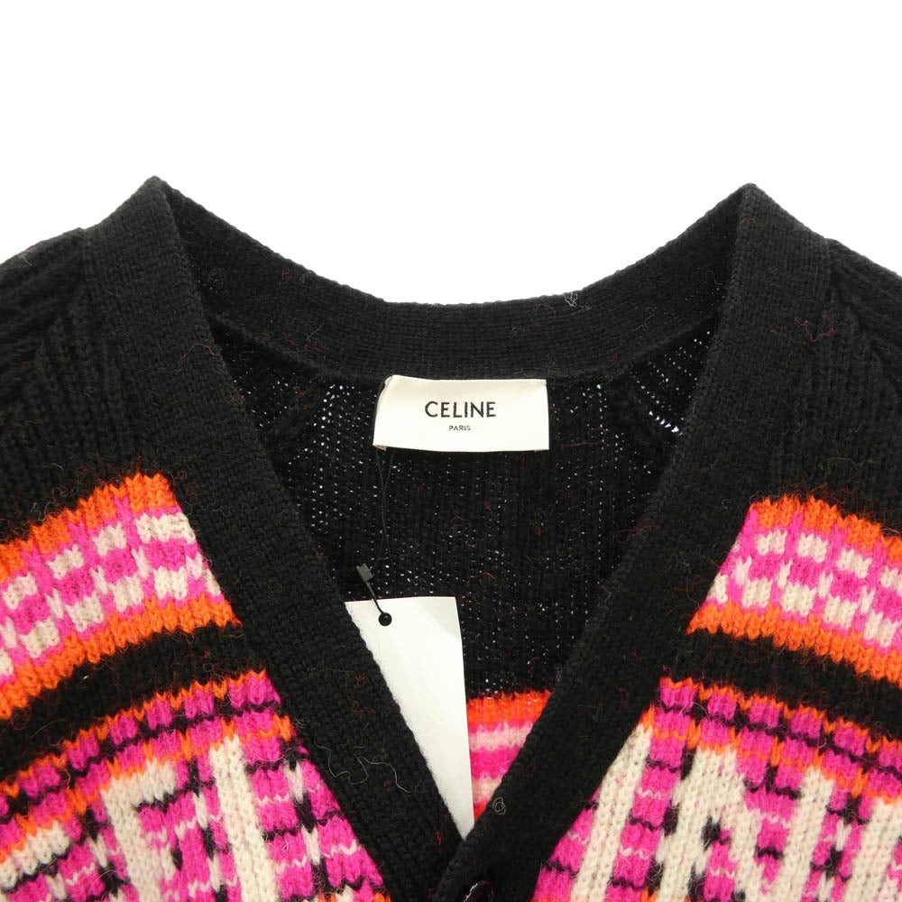 CELINE セリーヌ 2AC91579S Ski Jacquard Wool Knit Cardigan スキー ジャガード ウール ニット カーディガン マルチカラー系 S【新古品】【未使用】【中古】