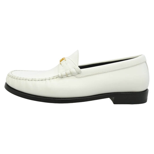 CELINE セリーヌ 334773602C Leather Slip-On Loafer レザー スリッポン トリオンフ ローファー シューズ ホワイト系 41【極上美品】【中古】