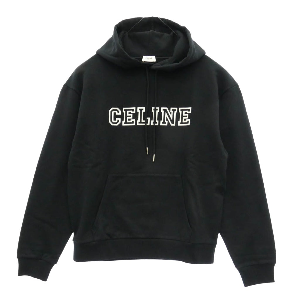 CELINE セリーヌ RY07W670Q OVERSIZED HOODIE オーバーサイズ ロゴ プリント スウェット プルオーバー パーカー フーディー ブラック系 XS【新古品】【未使用】【中古】