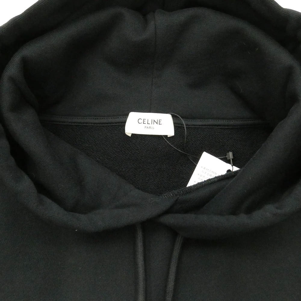 CELINE セリーヌ RY07W670Q OVERSIZED HOODIE オーバーサイズ ロゴ プリント スウェット プルオーバー パーカー フーディー ブラック系 XS【新古品】【未使用】【中古】