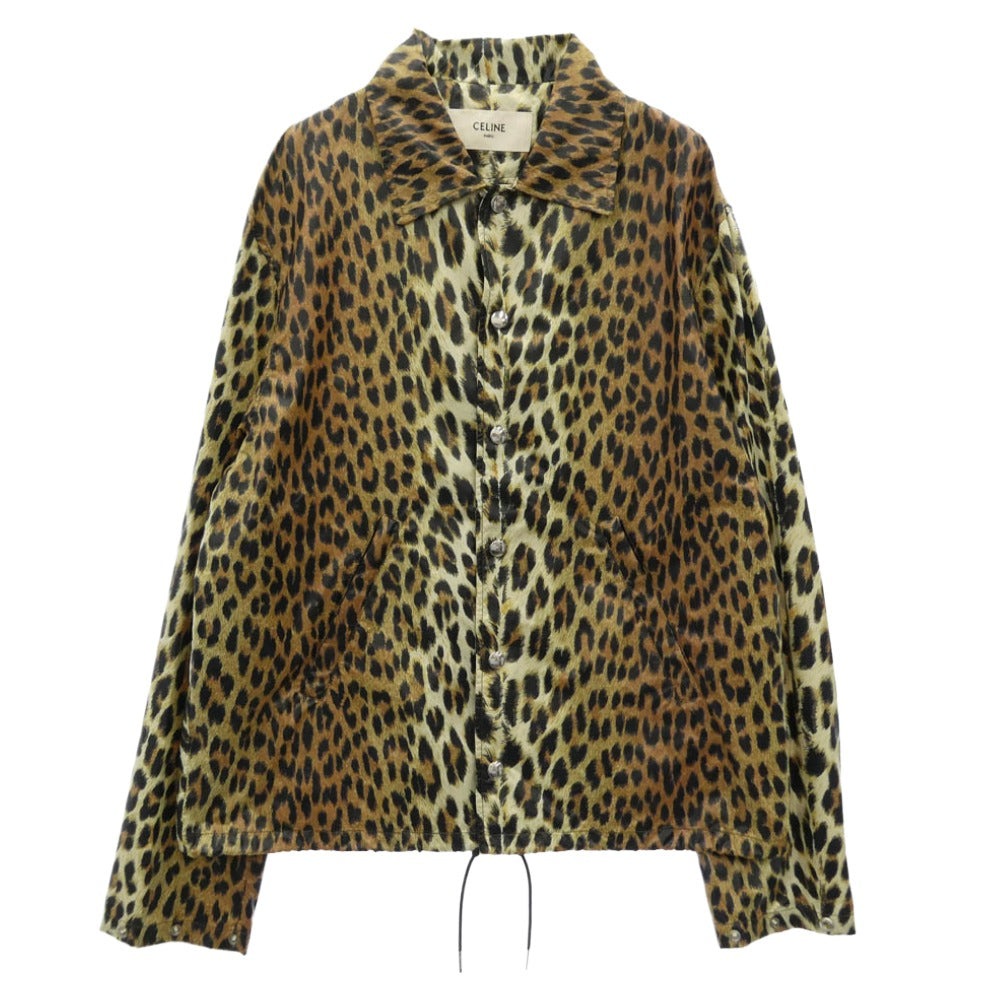 CELINE セリーヌ 2W181853I windbreaker blouson in printed nylon レオパード 総柄 ウィンドブレーカー シャツ ブルゾン プリント ナイロン ジャケット ライトブラウン系 S【新古品】【未使用】【中古】