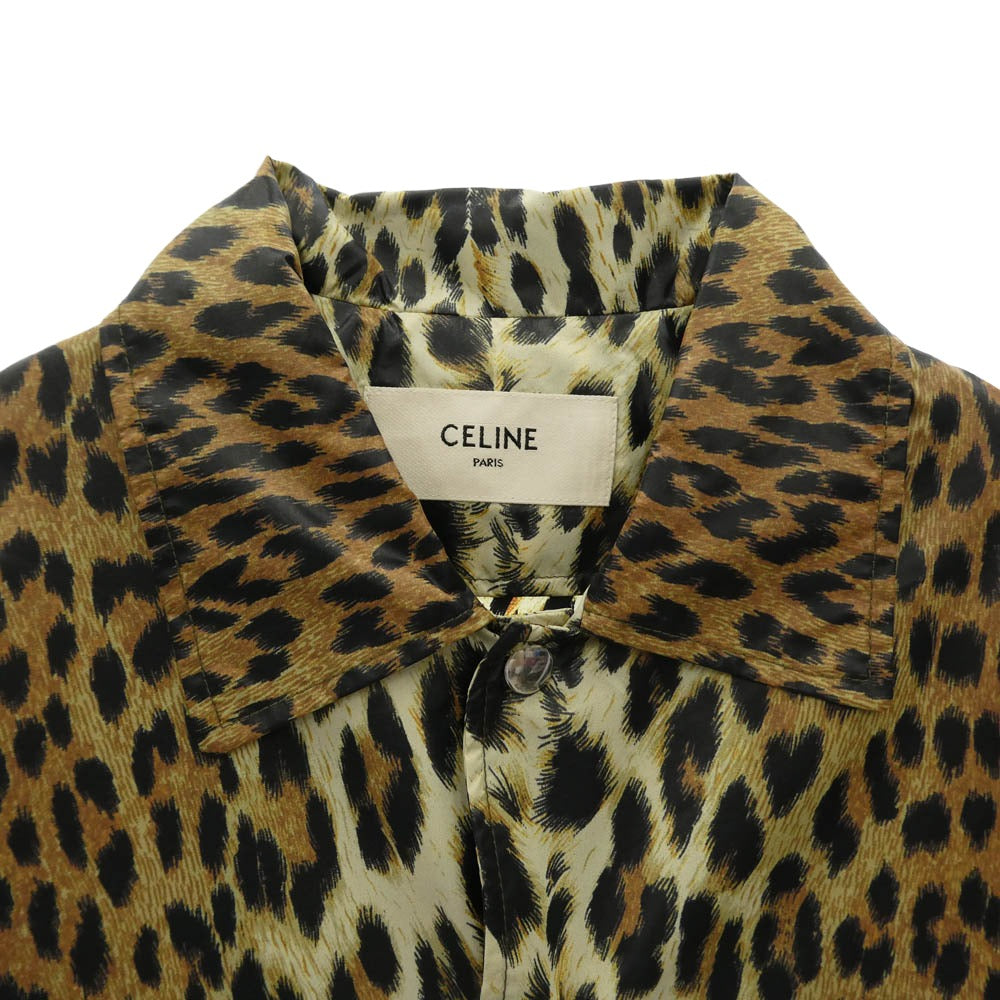 CELINE セリーヌ 2W181853I windbreaker blouson in printed nylon レオパード 総柄 ウィンドブレーカー シャツ ブルゾン プリント ナイロン ジャケット ライトブラウン系 S【新古品】【未使用】【中古】