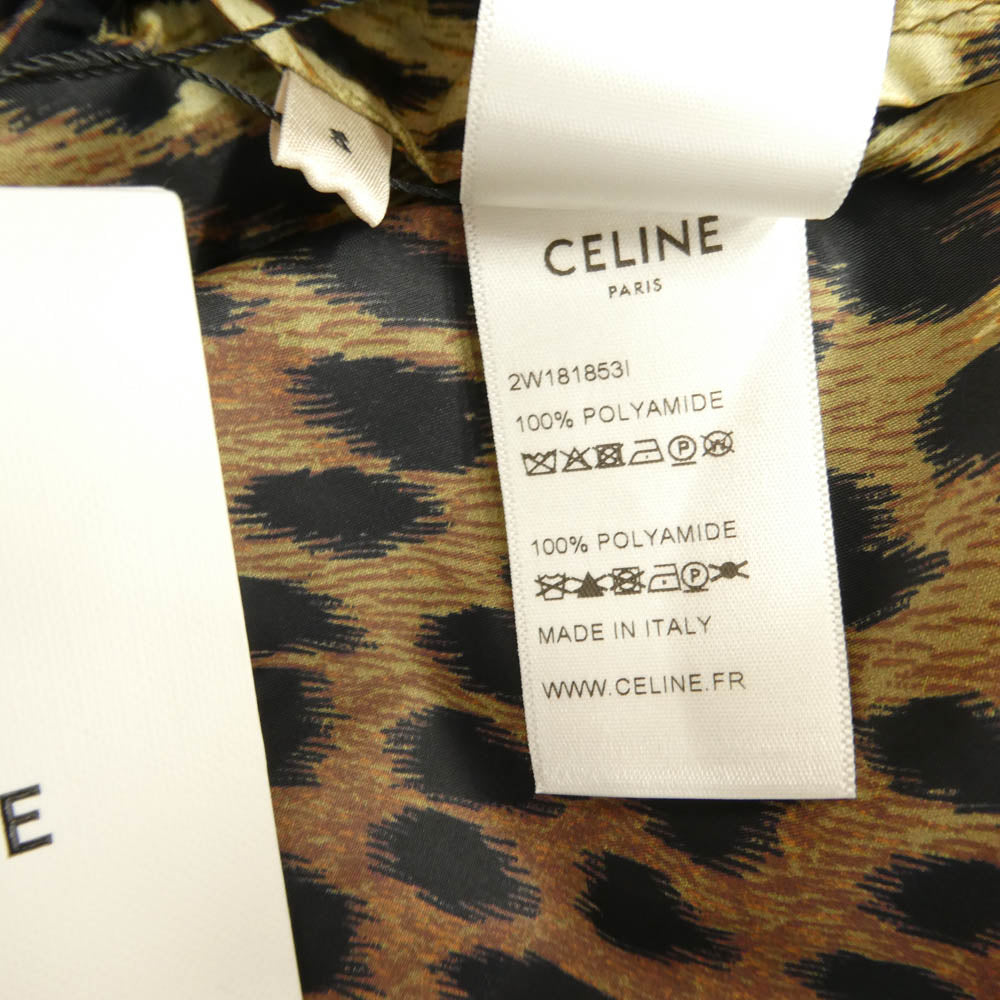 CELINE セリーヌ 2W181853I windbreaker blouson in printed nylon レオパード 総柄 ウィンドブレーカー シャツ ブルゾン プリント ナイロン ジャケット ライトブラウン系 S【新古品】【未使用】【中古】