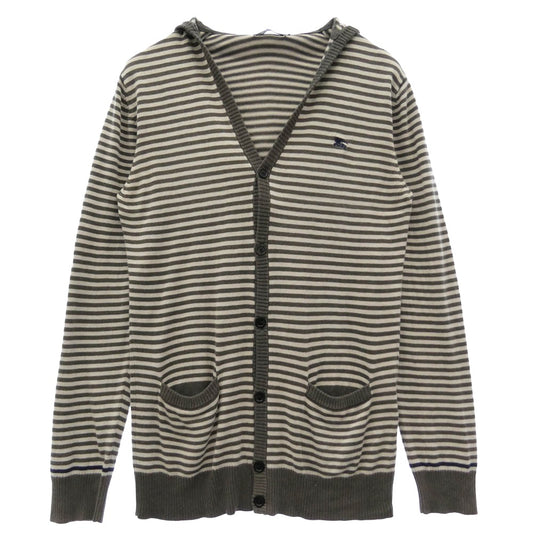 BURBERRY BLACK LABEL バーバリーブラックレーベル BMT26-206-06 ボーダー フーデット カーディガン チャコール系 2【中古】