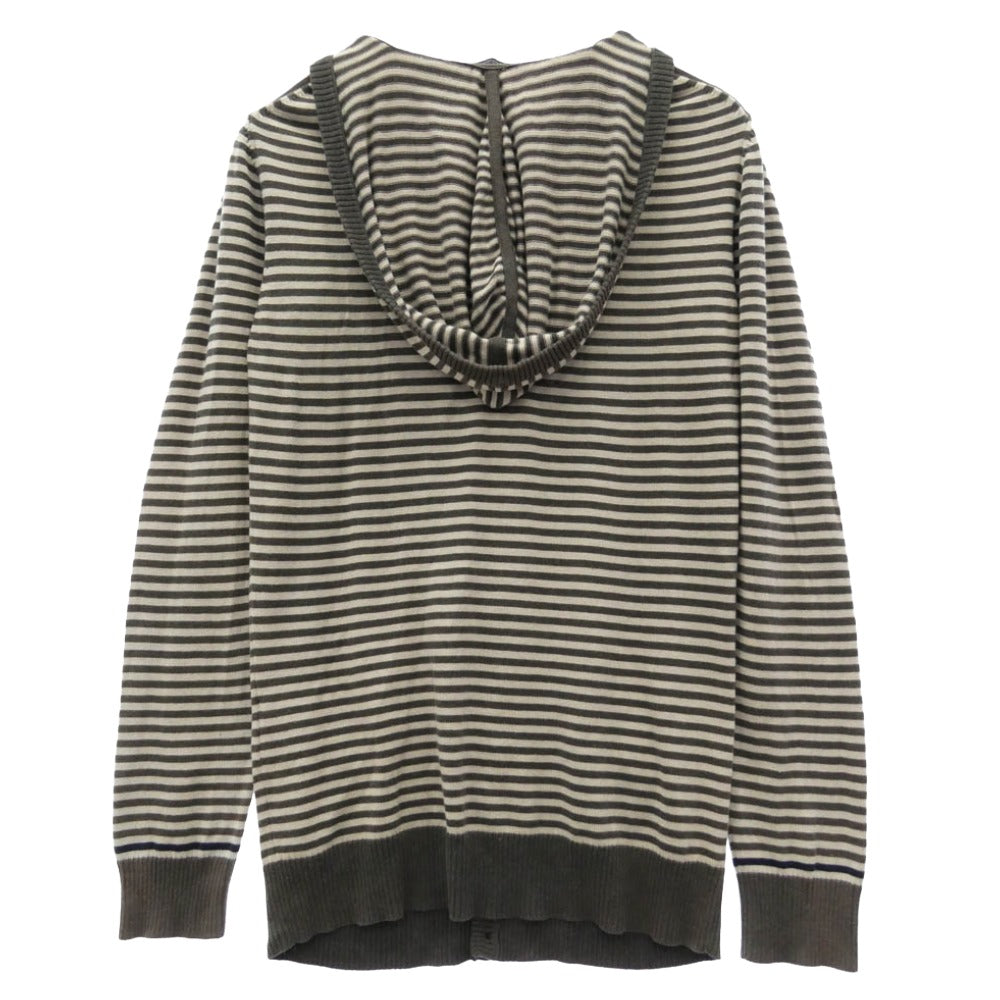 BURBERRY BLACK LABEL バーバリーブラックレーベル BMT26-206-06 ボーダー フーデット カーディガン チャコール系 2【中古】