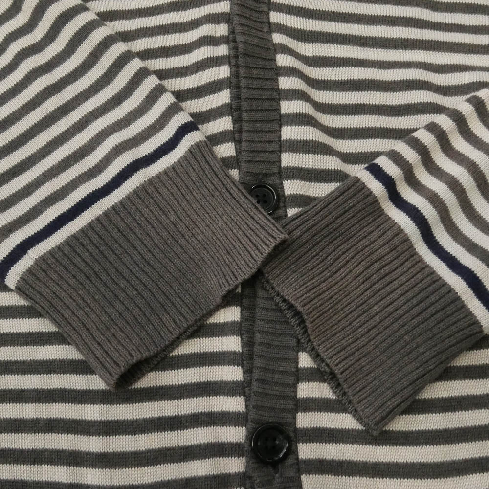BURBERRY BLACK LABEL バーバリーブラックレーベル BMT26-206-06 ボーダー フーデット カーディガン チャコール系 2【中古】