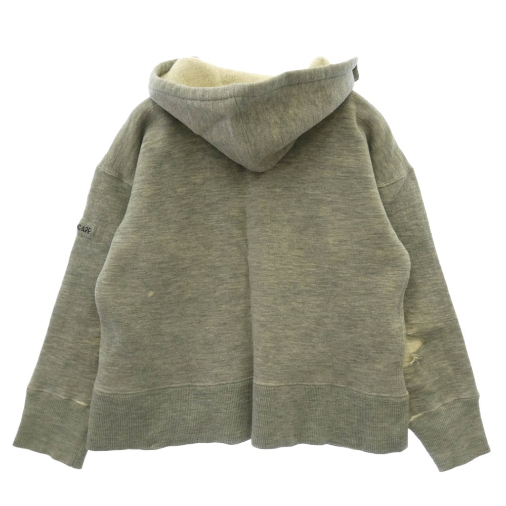A BATHING APE アベイシングエイプ 90s フード 後付け ダブルフェイス パーカー グレー系 M【中古】