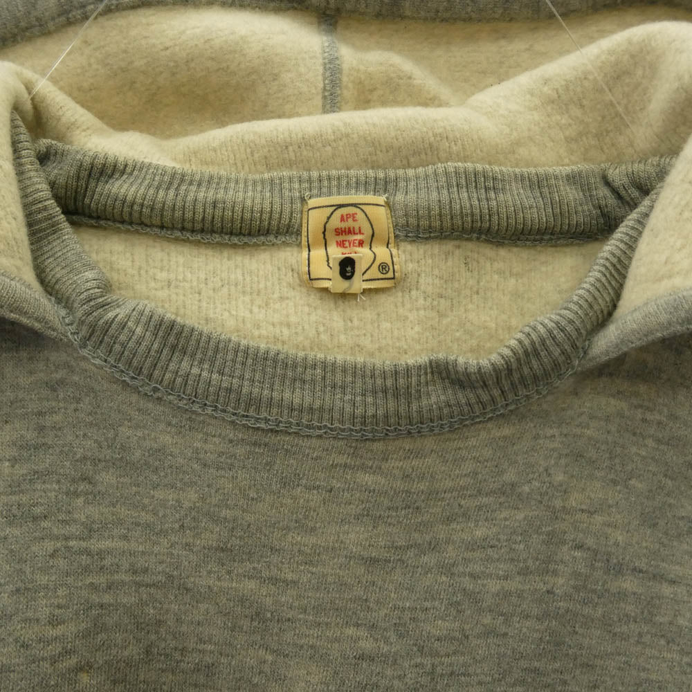 A BATHING APE アベイシングエイプ 90s フード 後付け ダブルフェイス パーカー グレー系 M【中古】
