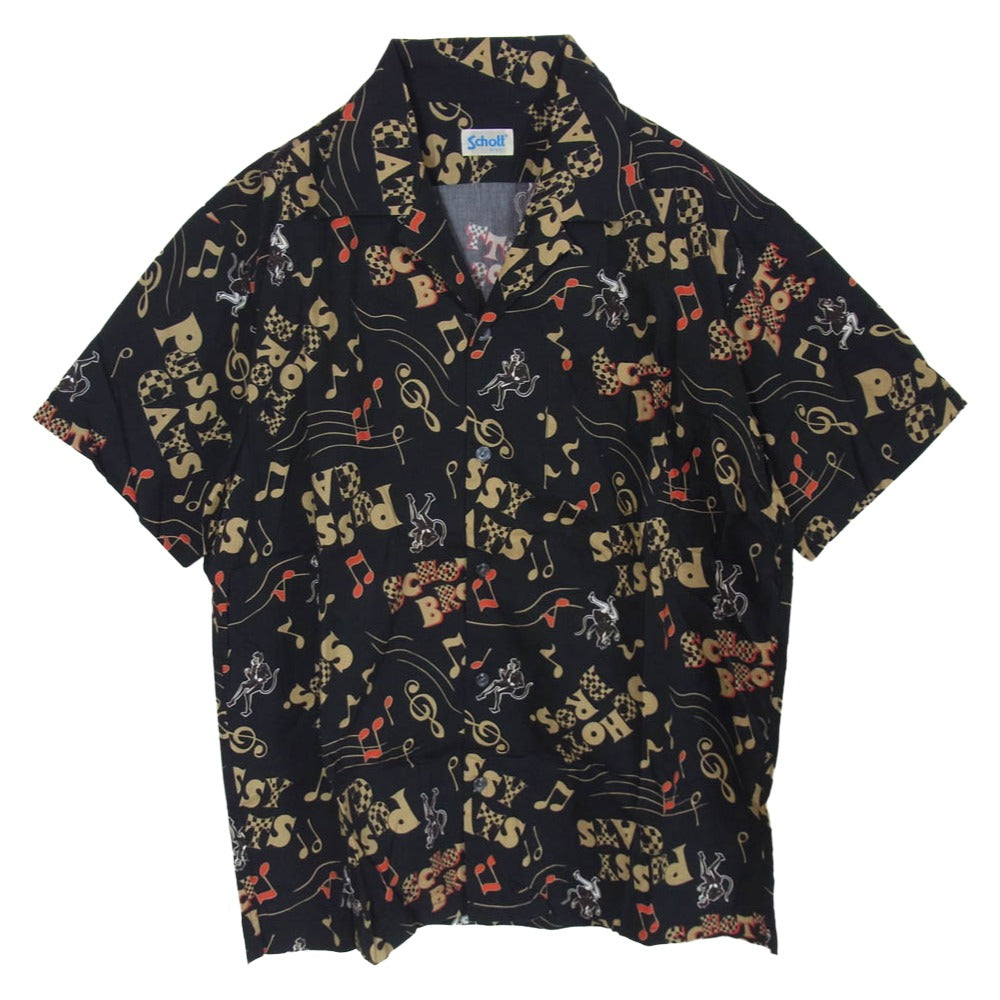 schott ショット 3115066 総柄 アロハ シャツ 半袖 ブラック系 M【中古】