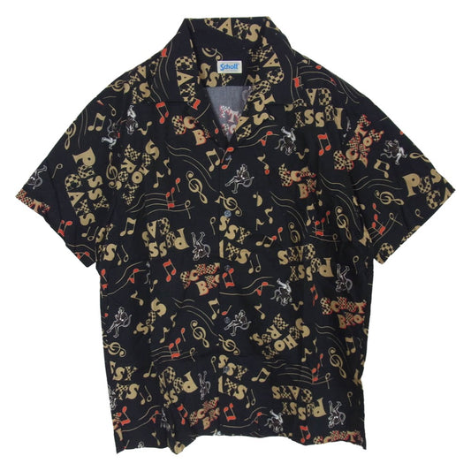 schott ショット 3115066 総柄 アロハ シャツ 半袖 ブラック系 M【中古】
