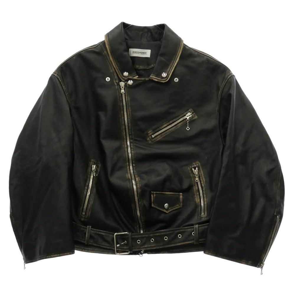 DISCOVERED ディスカバード DC-AW25-BL-08 LEATHER W RIDERS BLOUSON カウレザー ライダース ブルゾン ブラック系 1【中古】