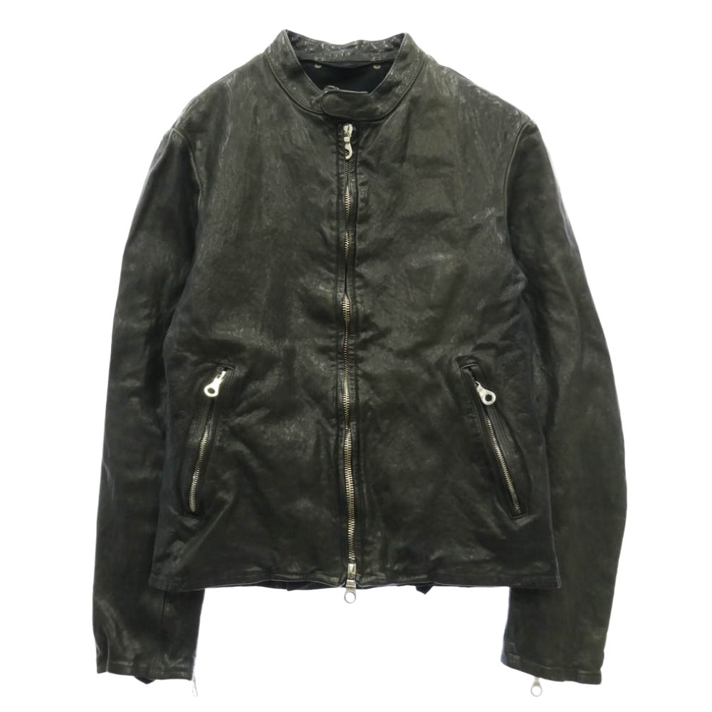 ISAMUKATAYAMA BACKLASH イサムカタヤマバックラッシュ 1254-01 ジャージライナー付き ITALY SHOULDER GARMENT DYED SINGLE RIDERS イタリアン ダブルショルダー 製品染め シングル ライダース ブラック系 M【中古】