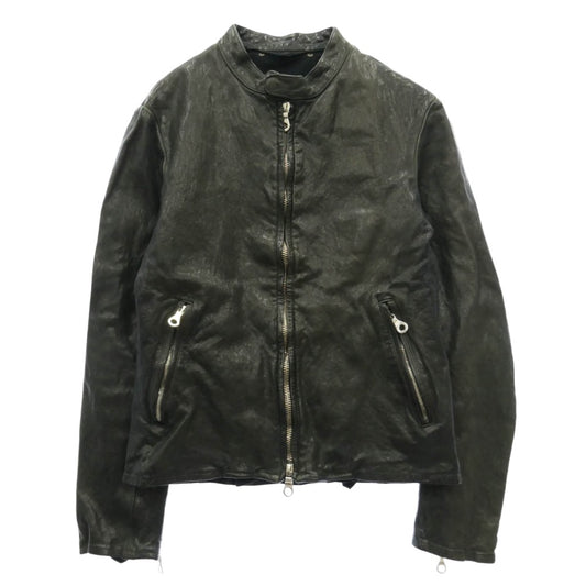 ISAMUKATAYAMA BACKLASH イサムカタヤマバックラッシュ 1254-01 ジャージライナー付き ITALY SHOULDER GARMENT DYED SINGLE RIDERS イタリアン ダブルショルダー 製品染め シングル ライダース ブラック系 M【中古】