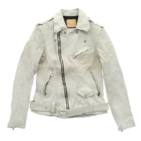 ISAMUKATAYAMA BACKLASH イサムカタヤマバックラッシュ 1927-07 JAPAN CALF NATURAL DYED GARMENT WASH DOUBLE RIDERS ジャパンカーフ レザー 先染め製品洗い ダブルライダース ホワイト系 M【中古】