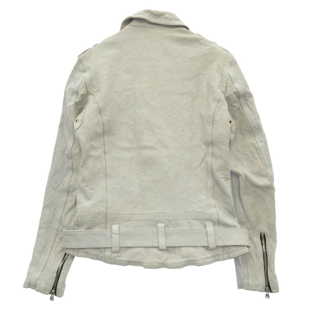 ISAMUKATAYAMA BACKLASH イサムカタヤマバックラッシュ 1927-07 JAPAN CALF NATURAL DYED GARMENT WASH DOUBLE RIDERS ジャパンカーフ レザー 先染め製品洗い ダブルライダース ホワイト系 M【中古】