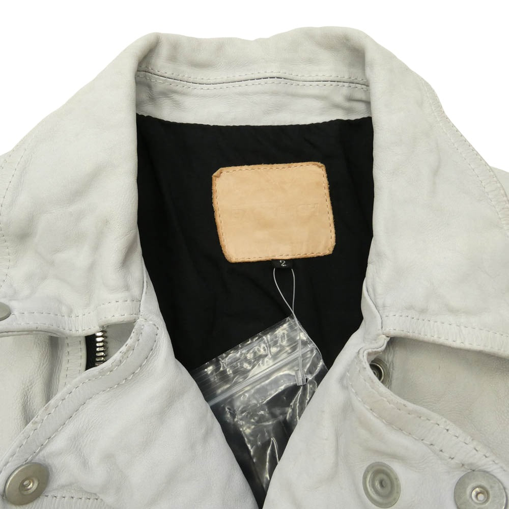 ISAMUKATAYAMA BACKLASH イサムカタヤマバックラッシュ 1927-07 JAPAN CALF NATURAL DYED GARMENT WASH DOUBLE RIDERS ジャパンカーフ レザー 先染め製品洗い ダブルライダース ホワイト系 M【中古】