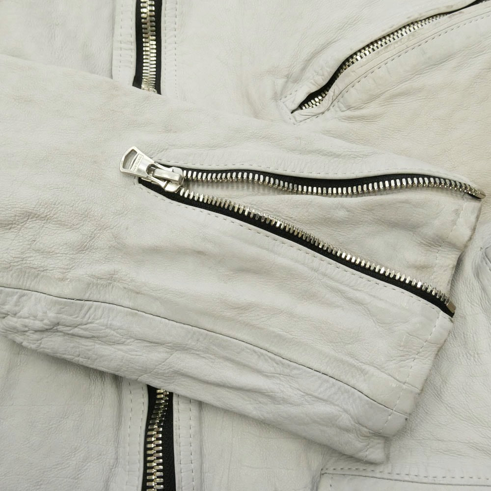 ISAMUKATAYAMA BACKLASH イサムカタヤマバックラッシュ 1927-07 JAPAN CALF NATURAL DYED GARMENT WASH DOUBLE RIDERS ジャパンカーフ レザー 先染め製品洗い ダブルライダース ホワイト系 M【中古】