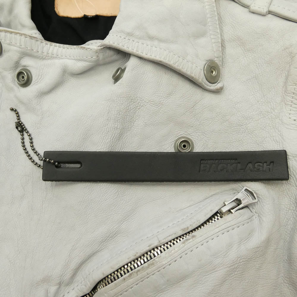 ISAMUKATAYAMA BACKLASH イサムカタヤマバックラッシュ 1927-07 JAPAN CALF NATURAL DYED GARMENT WASH DOUBLE RIDERS ジャパンカーフ レザー 先染め製品洗い ダブルライダース ホワイト系 M【中古】