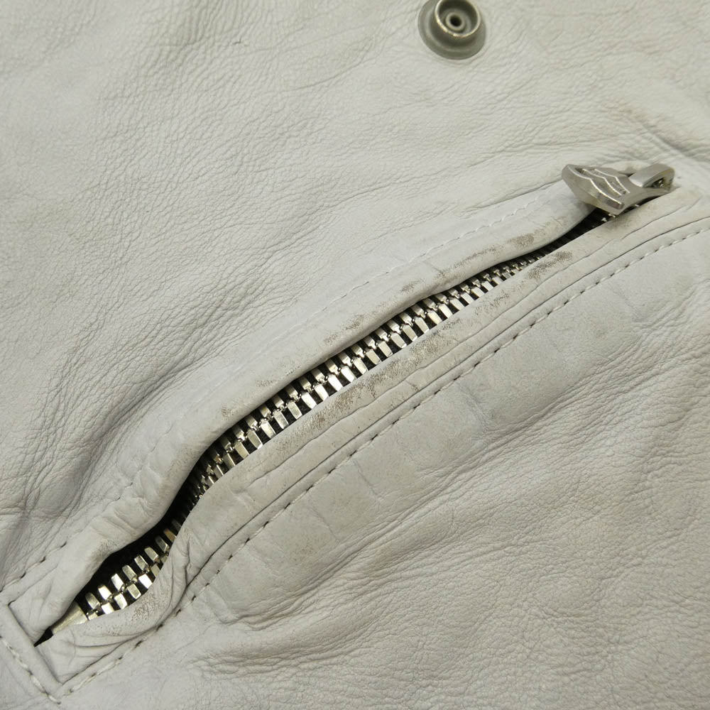 ISAMUKATAYAMA BACKLASH イサムカタヤマバックラッシュ 1927-07 JAPAN CALF NATURAL DYED GARMENT WASH DOUBLE RIDERS ジャパンカーフ レザー 先染め製品洗い ダブルライダース ホワイト系 M【中古】
