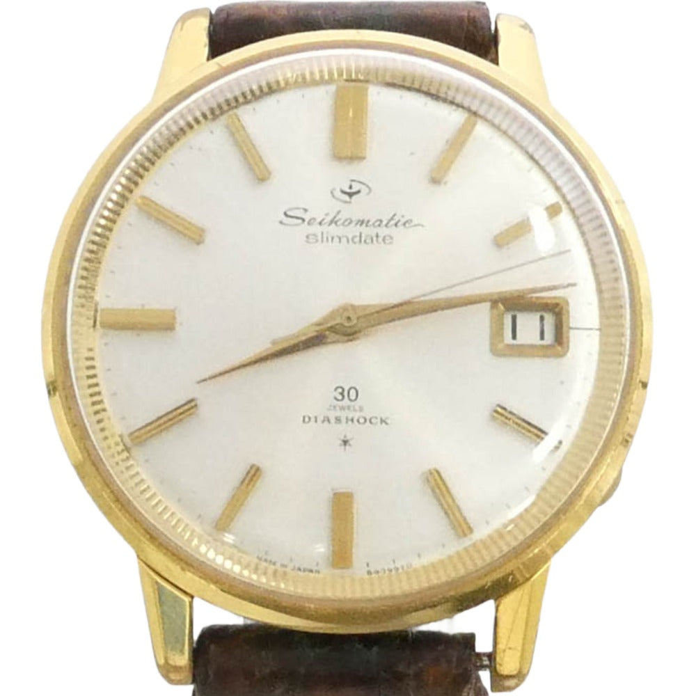 SEIKO セイコー Seikomatic slimdate セイコー マチック スリム デイト 自動巻き 腕時計 ウォッチ ゴールド系 ホワイト系【中古】