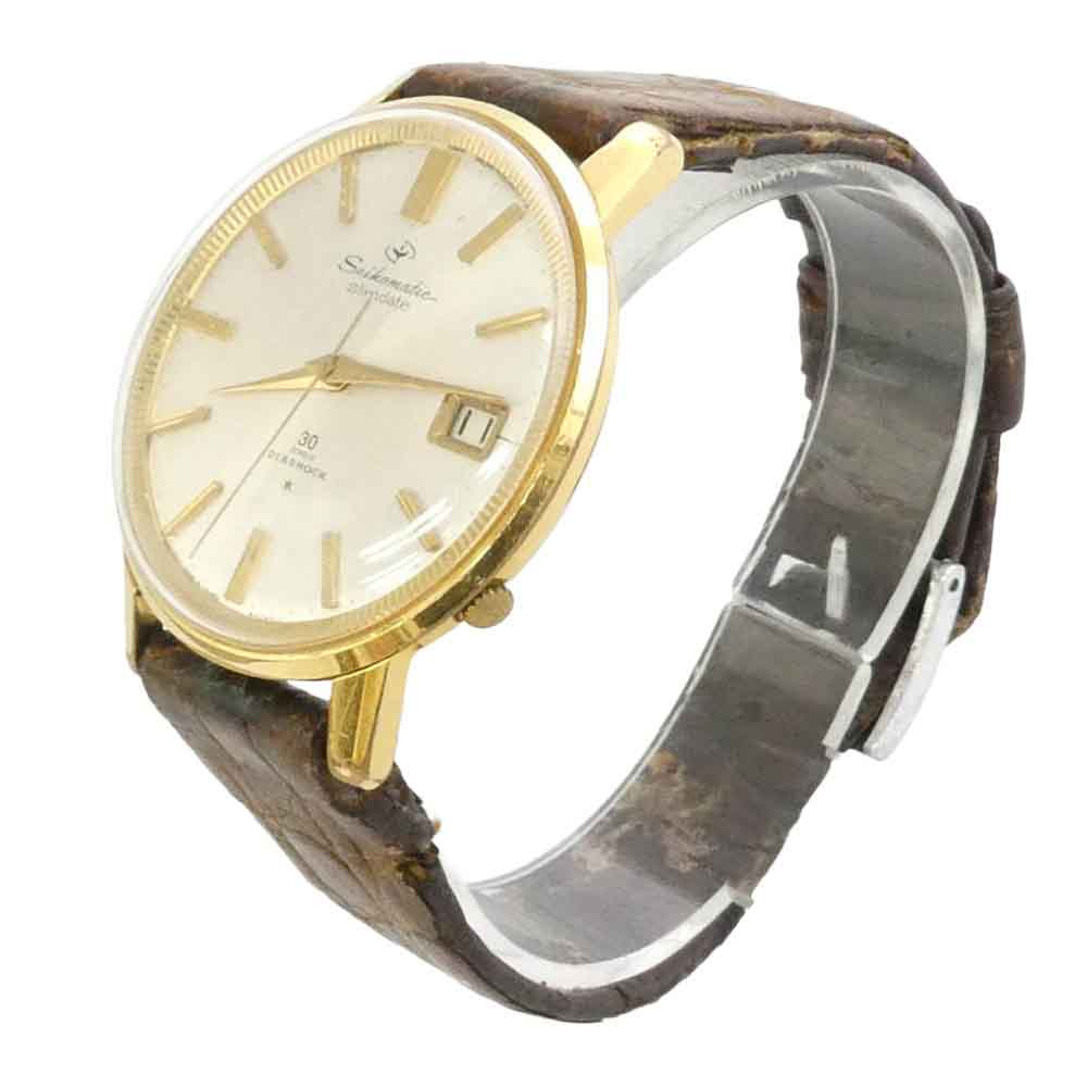SEIKO セイコー Seikomatic slimdate セイコー マチック スリム デイト 自動巻き 腕時計 ウォッチ ゴールド系 ホワイト系【中古】