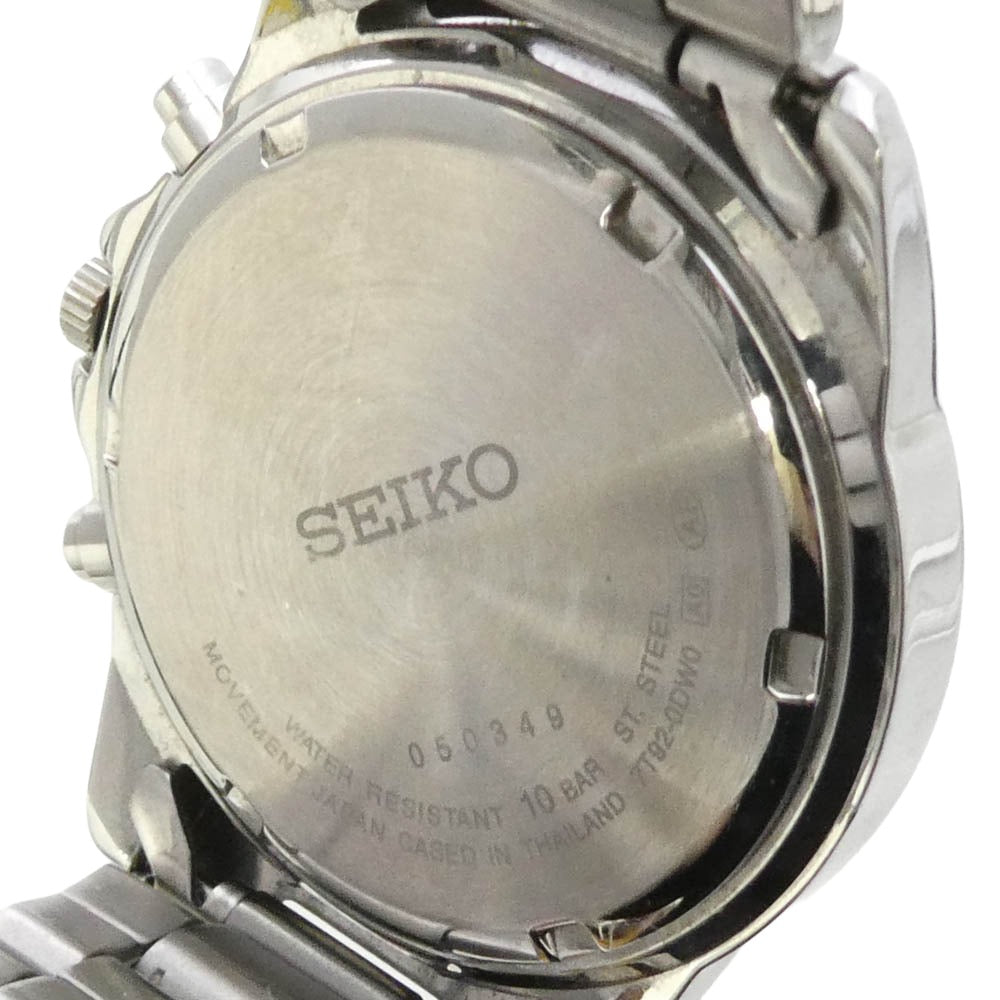 SEIKO セイコー 7T92-0DW0 クロノグラフ クォーツ 腕時計 ウォッチ シルバー系 ブラック系【中古】