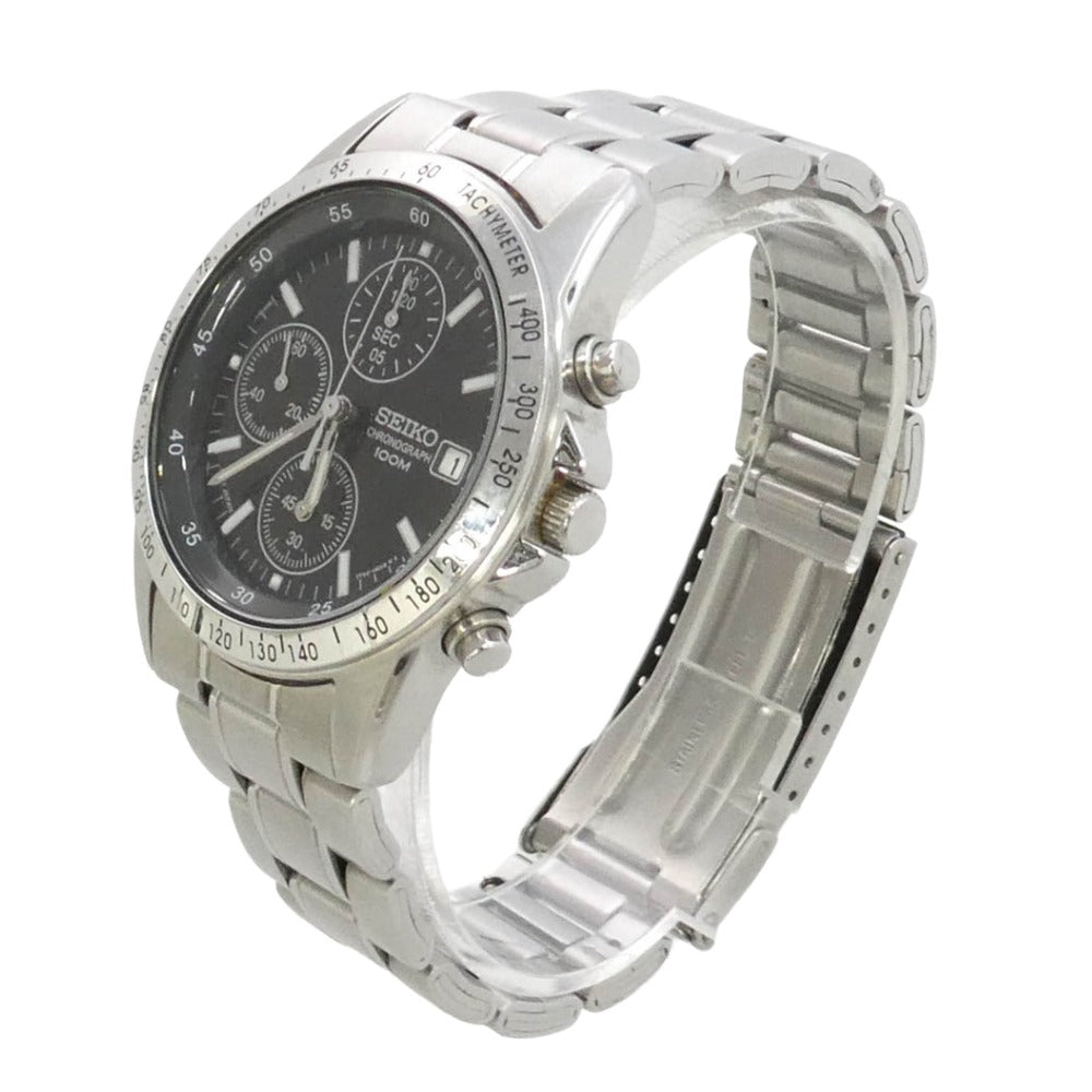 SEIKO セイコー 7T92-0DW0 クロノグラフ クォーツ 腕時計 ウォッチ シルバー系 ブラック系【中古】
