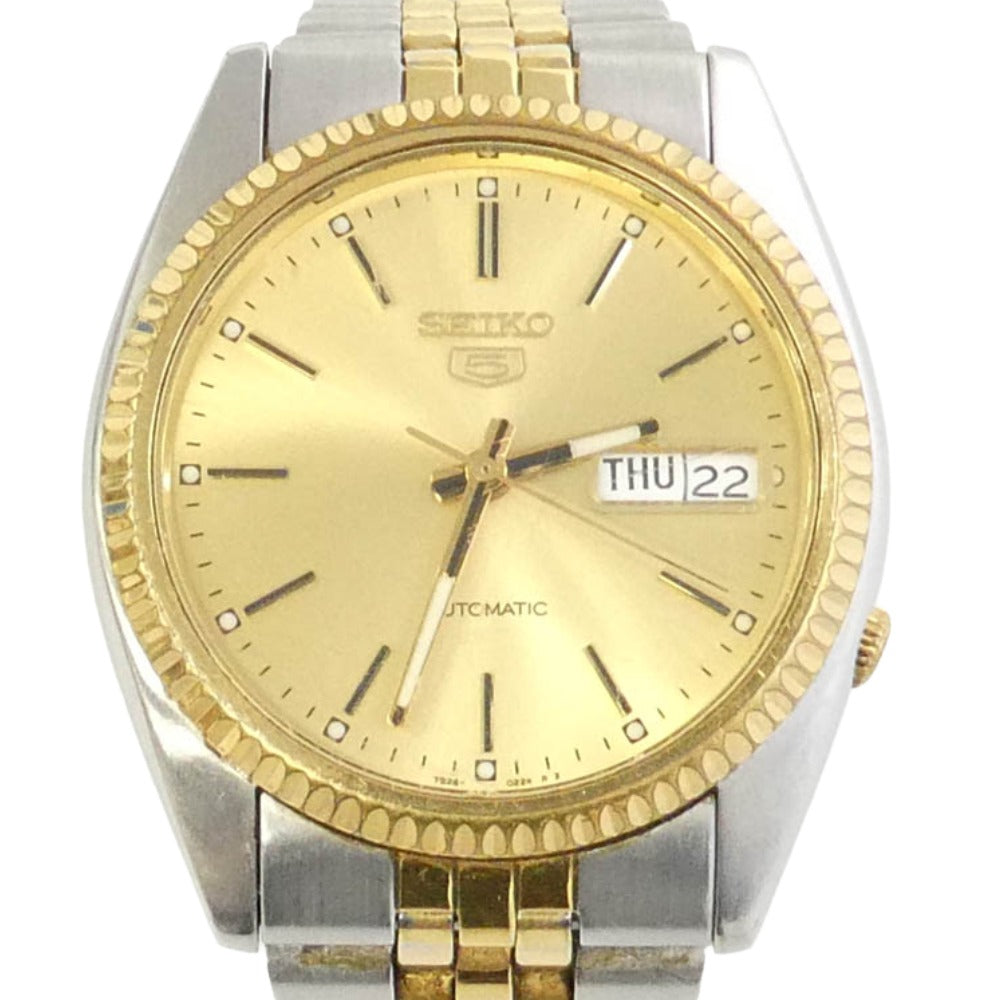 SEIKO セイコー 7S26-3110 5 ファイブ ゴールド文字盤 自動巻き 腕時計 ウォッチ ゴールド系 シルバー系【中古】