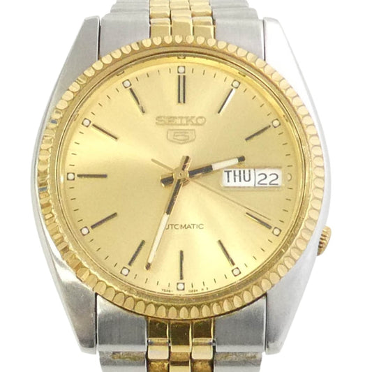 SEIKO セイコー 7S26-3110 5 ファイブ ゴールド文字盤 自動巻き 腕時計 ウォッチ ゴールド系 シルバー系【中古】