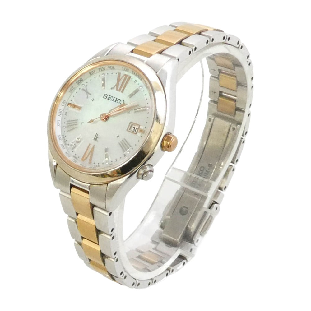 SEIKO セイコー 1B35-0AA0 LUKIA ルキア ホワイトシェル チタン ソーラー電波 腕時計 ウォッチ ゴールド系 シルバー系【中古】