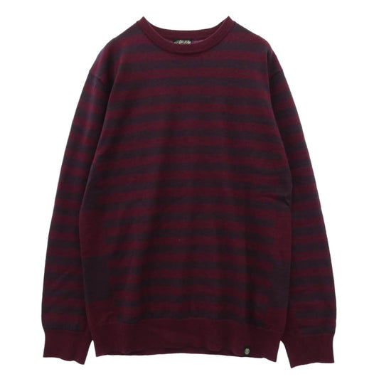 STUSSY ステューシー ボーダーライン ニット セーター ワインレッド系 XL【中古】