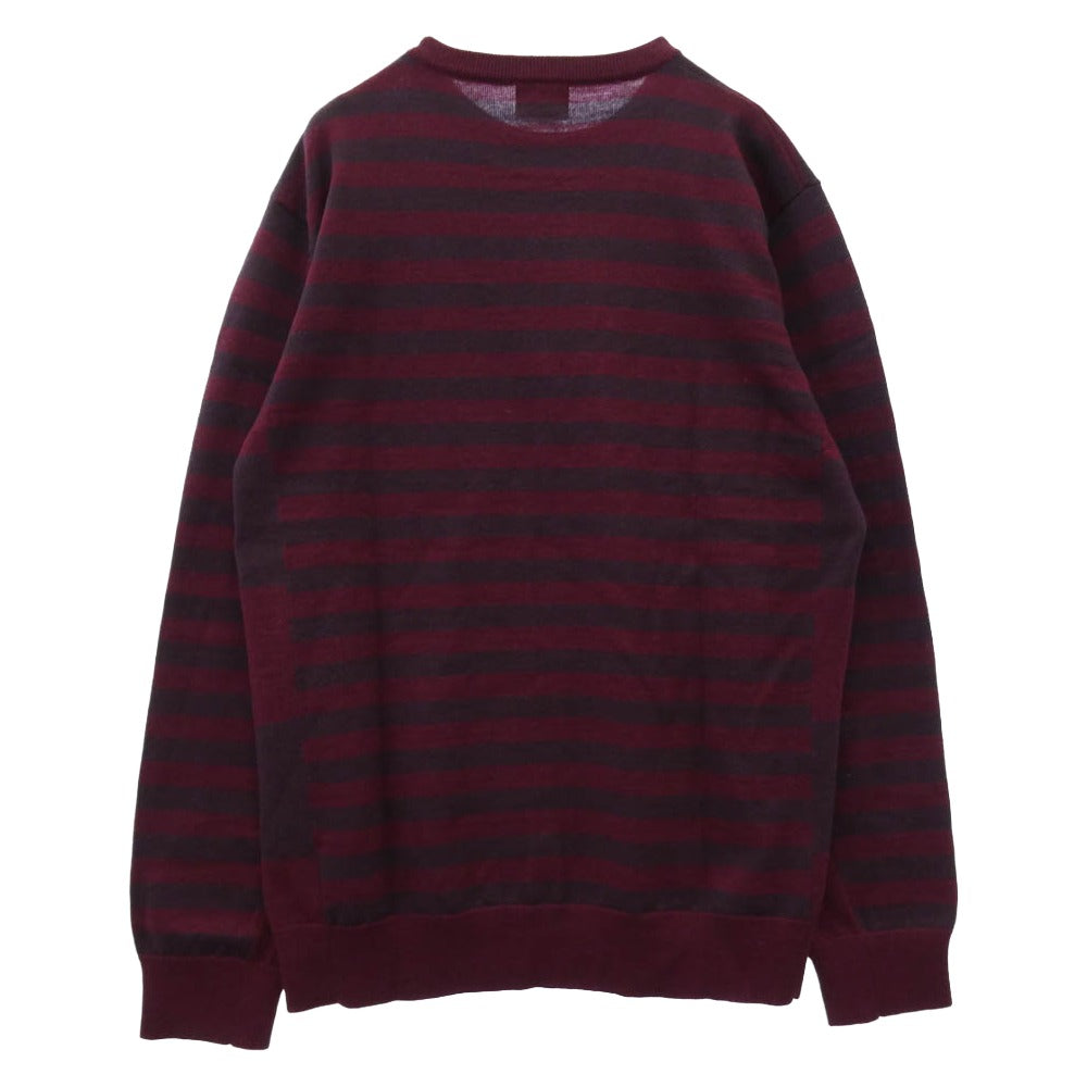 STUSSY ステューシー ボーダーライン ニット セーター ワインレッド系 XL【中古】