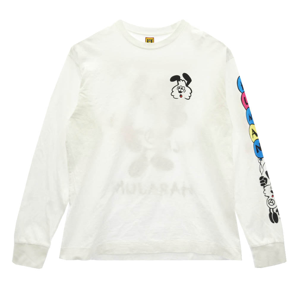 HUMAN MADE ヒューマンメイド × VERDY VICK TEE ヴィック ヴェルディ ロングスリーブ 長袖 Tシャツ カットソー ホワイト系 L【中古】