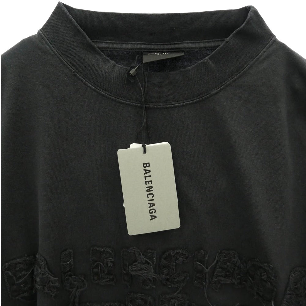 BALENCIAGA バレンシアガ 25SS 783400 TSVA2 Cropped Long Sleeve T-Shirt ダメージ加工 クロップド ロングスリーブ Tシャツ カットソー ダークグレー系 4【新古品】【未使用】【中古】