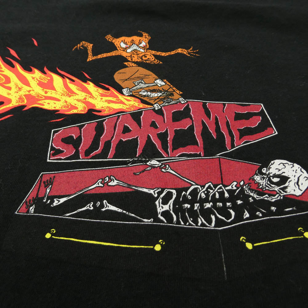 Supreme シュプリーム THRASHER スラッシャー 24AW × THRASHER BACK TAIL TEE スラッシャー バックテイル フロントプリント Tシャツ 半袖 カットソー ブラック系 L【中古】