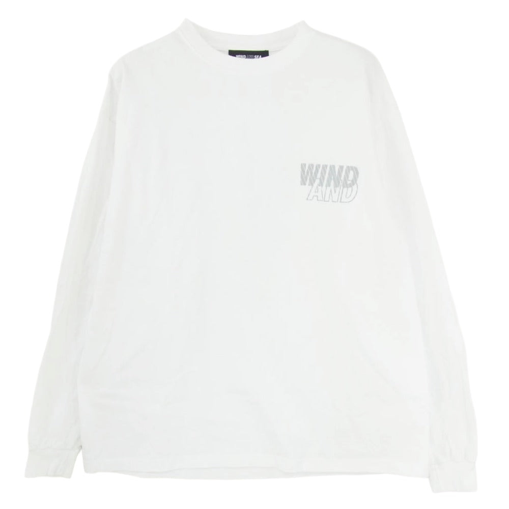 WIND AND SEA ウィンダンシー WDS-MLTR-04 リフレクティブ ロゴ プリント ロングスリーブ 長袖 Tシャツ カットソー ロンT ホワイト系 M【中古】