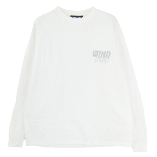 WIND AND SEA ウィンダンシー WDS-MLTR-04 リフレクティブ ロゴ プリント ロングスリーブ 長袖 Tシャツ カットソー ロンT ホワイト系 M【中古】