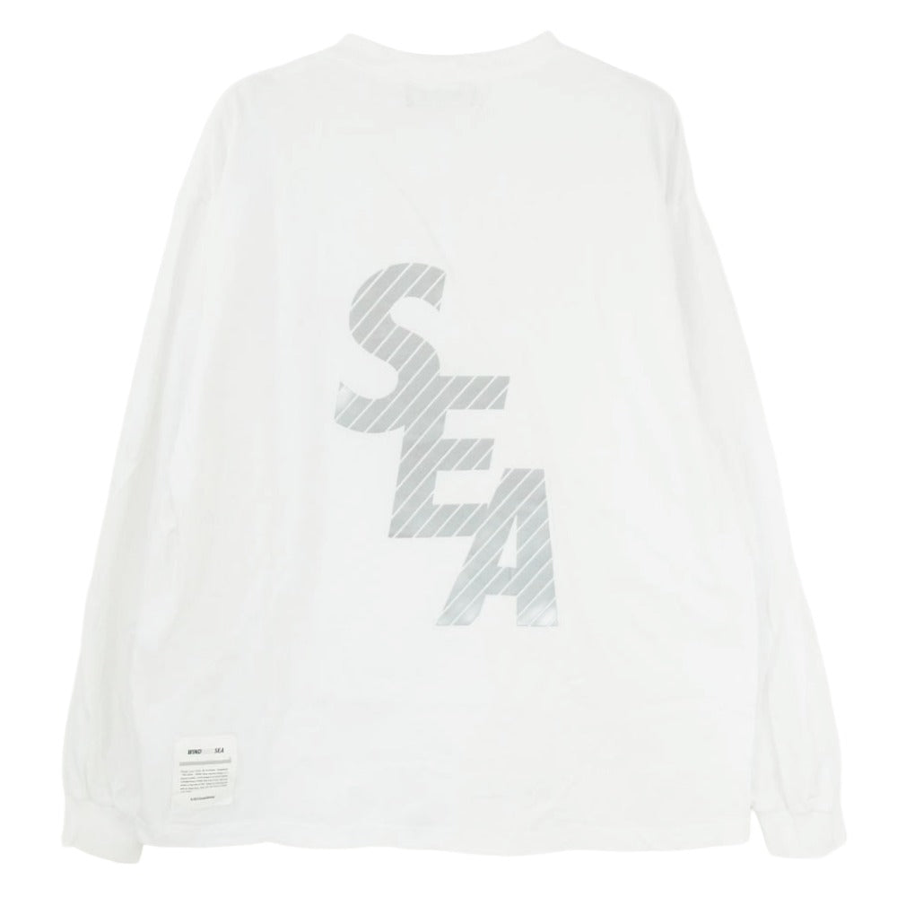 WIND AND SEA ウィンダンシー WDS-MLTR-04 リフレクティブ ロゴ プリント ロングスリーブ 長袖 Tシャツ カットソー ロンT ホワイト系 M【中古】